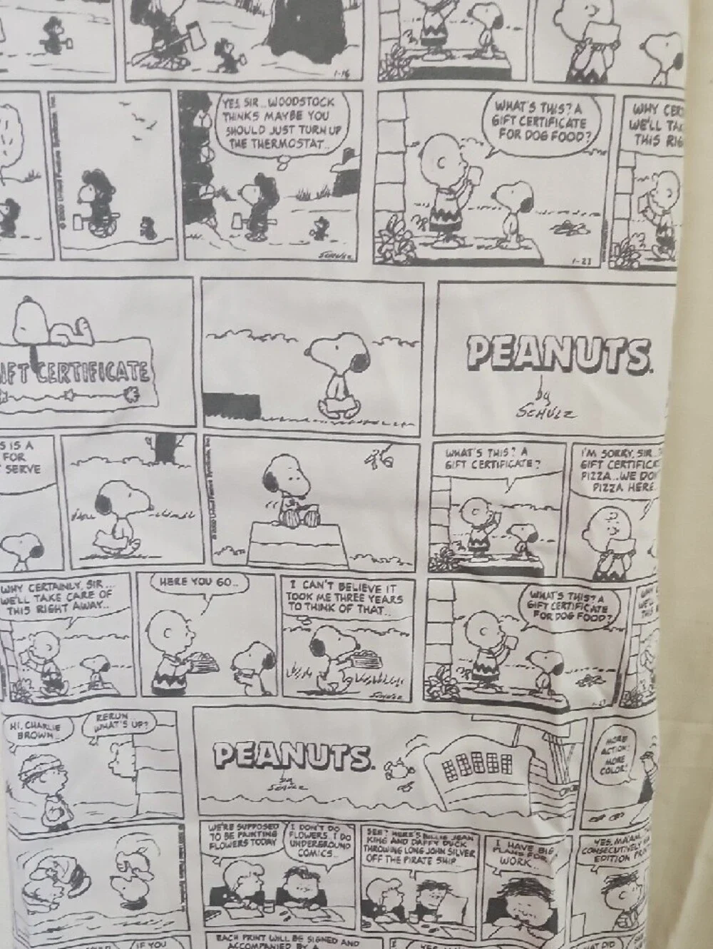 New Peanuts Comic Strip Apron with Snoooy Red house and Green Grass Accents